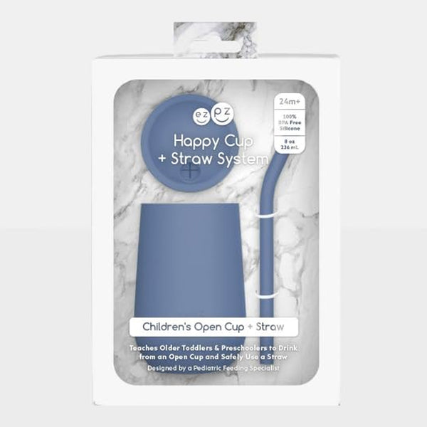 EzPz Happy Cup + Straw Training System for Toddlers - Indigo - Dezine Kids