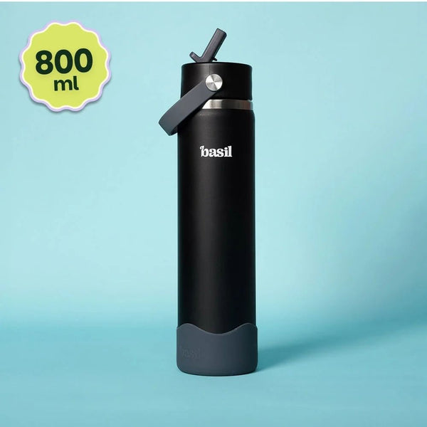 Basil Insulated Stainless steel Sipper with Carry Handle - Classic Black