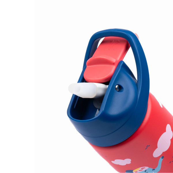 Kicups Little Cup Stainless Steel Insulated Straw Bottle with Slider Lid 350ml - Jungle Gym