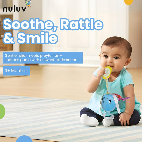 Nuluv Playtime Waves Octopus Stroller Toy for Baby 3 Months+ with Teether & Rattle Sound