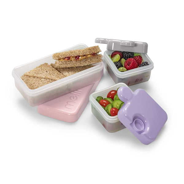 Melii Puzzle Container Airtight & Leakproof Microwave, Freezer & Dishwasher Safe - Purple, Grey & Pink