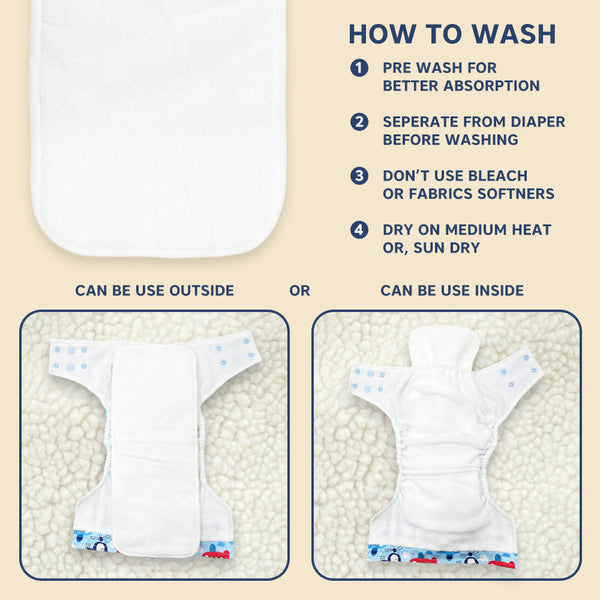 Hopop Washable & Reusable Baby Diaper Inserts - Dezine Kids