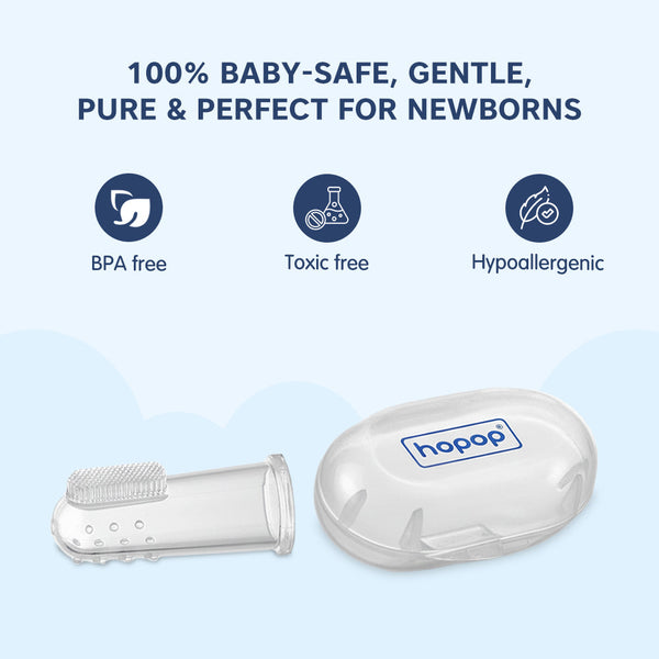 Hopop Silicone Baby Finger Toothbrush with Case -Pack of 2 - Dezine Kids