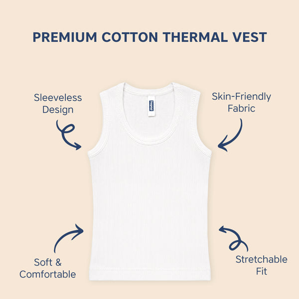 Hopop Baby 100% Cotton Soft & Warm Thermal Sleeveless Inner Vest with Round Neck Design