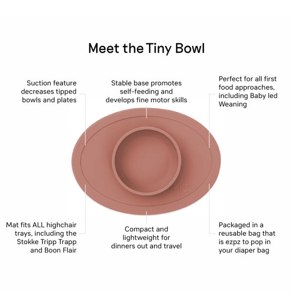 EzPz First Foods Set 100% Food Grade Silicone Baby & Toddler Suction Bowl with Built In Placemat - Sienna