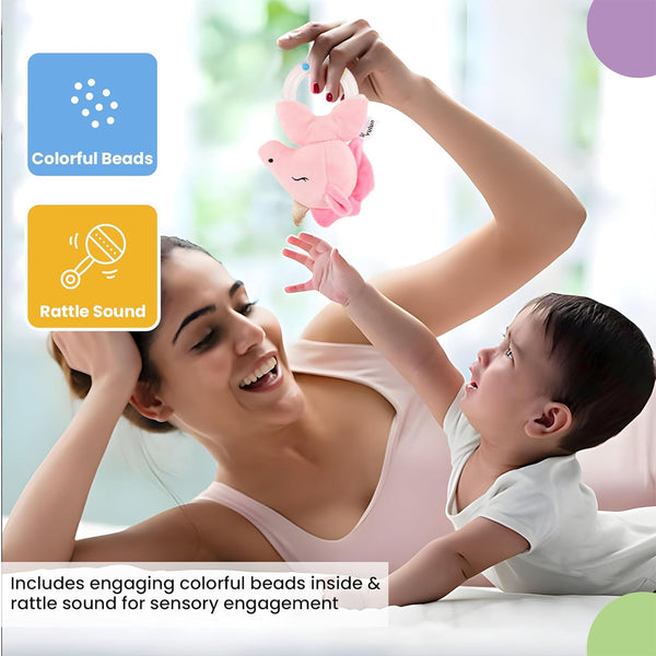 Nuluv Unicorn Ring Rattle Toy for Babies Soft Plush Sensory
