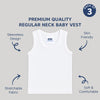 "Comfortable cotton baby vests – round neck sleeveless, pack of 3 for infants"