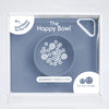 EzPz Happy Bowl 100% Food Grade Silicone Suction Bowl with Built In Placemat - Indigo