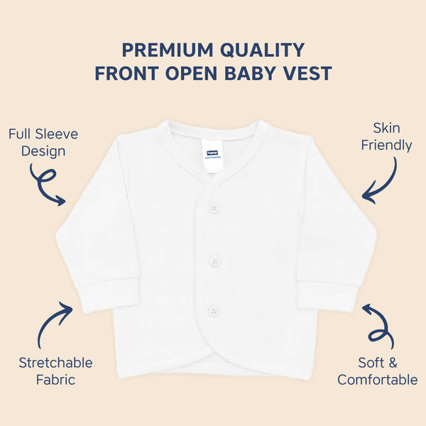 Hopop Front Open Full Sleeves Cotton Vest for Babies - Dezine Kids