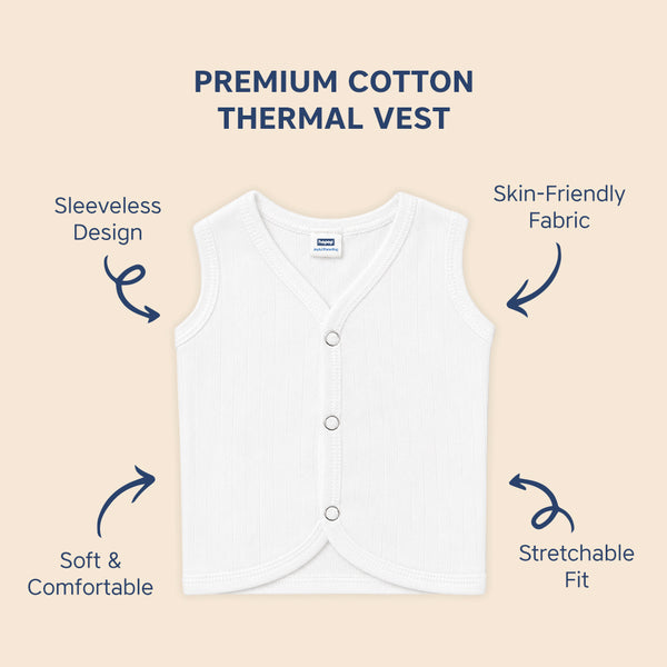 Hopop Baby 100% Cotton Soft & Warm Front Open Thermal Sleeveless Vest