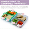 Melii 2 Tier Bento Lunch Box With 6 Compartments Includes Spoon & Fork - Blue, Mint & Lime