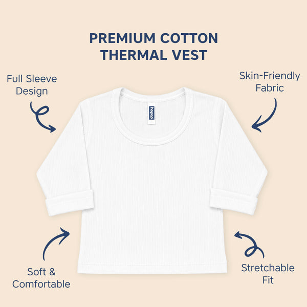 Hopop Baby 100% Cotton Soft & Warm Thermal Full Sleeves Inner Vest with Round Neck Design