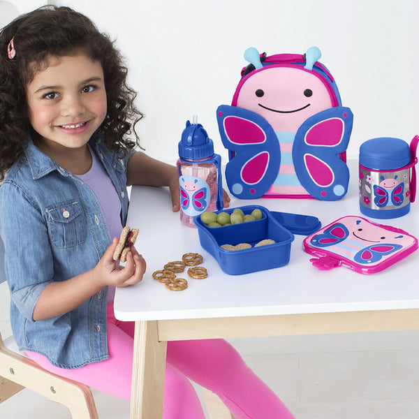 Skip Hop Zoo Lunch Kit 4 Piece Set with Leakproof Lid - Butterfly