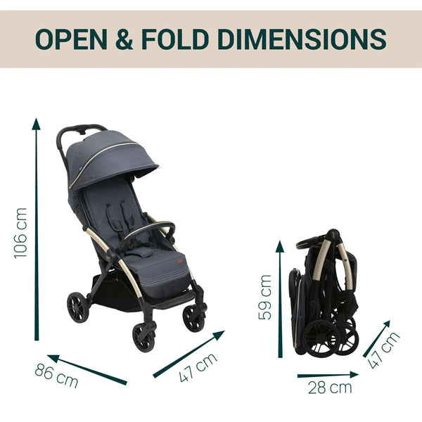Chicco Goody XPlus Lightweight Stroller with One Hand Fold Flat Reclining Seat For 0 to 4Y (Upto 22 Kg) - Dark Shadow