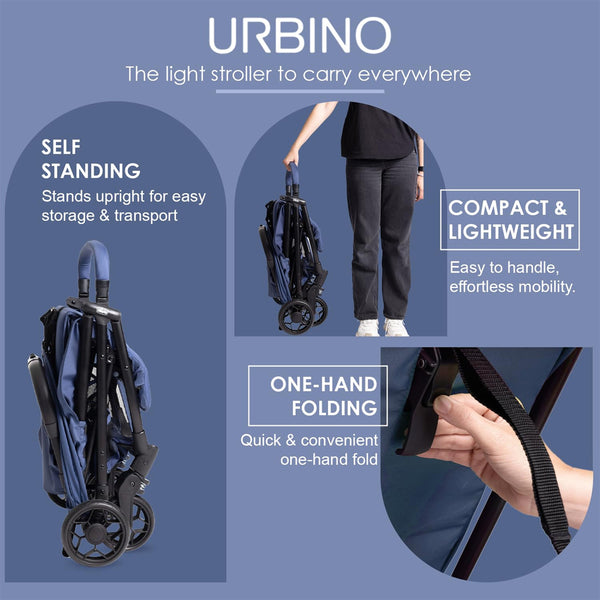 Chicco Urbino Stroller with One Hand Fold & Extendable Canopy with UV 50+ Protection - 0 to 4Y