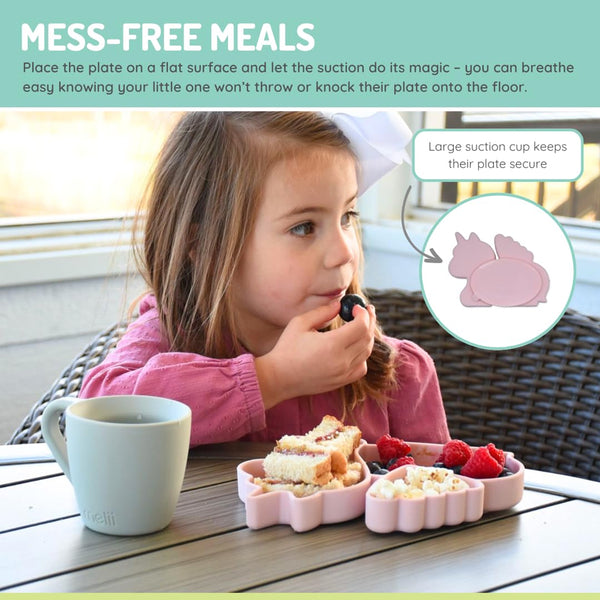 Melii 100% Food Grade Silicone Plate Suction Base With Divided Sections - Unicorn