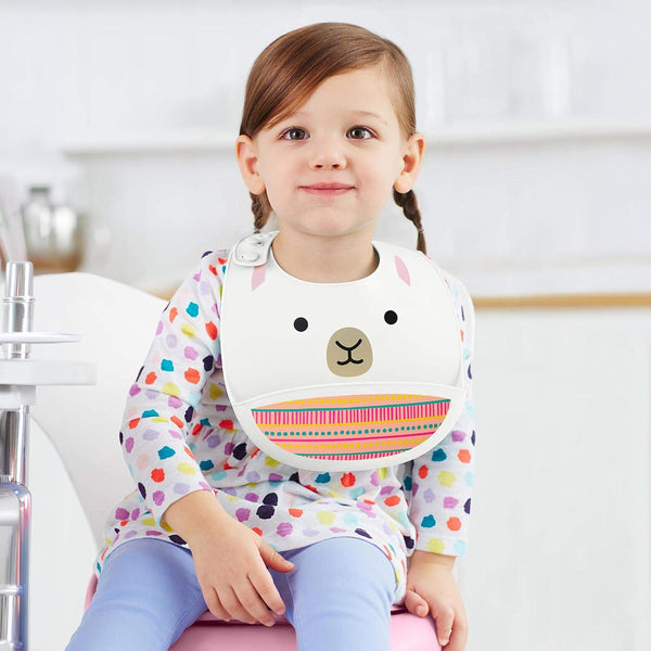 Skip Hop Zoo Fold & Go Silicone Bib - LIama