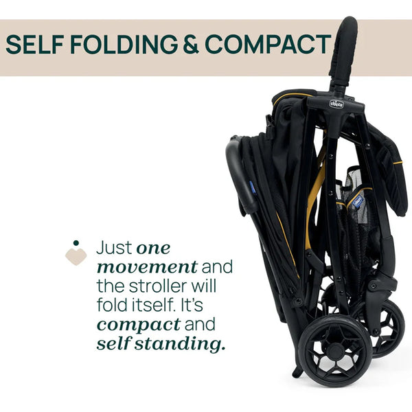 Chicco Glee Lightweight Baby Stroller with Multiple Recline Positions Pram for 0 to 4Y (Upto 22 Kg)- Uneven Black