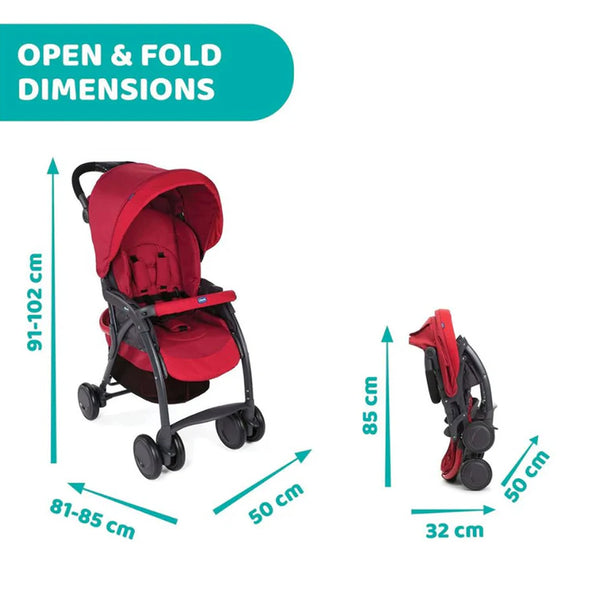 Chicco Simplicity Plus Stroller with Bumper Bar - Scarlet Red