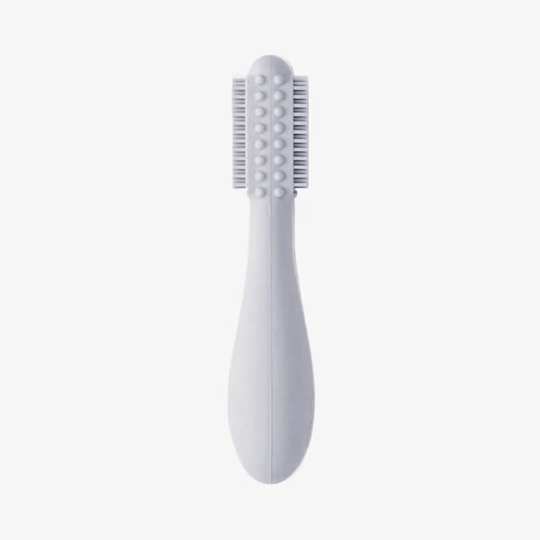 EzPz Baby Led Toothbrush 100% Silicone Infant Toothbrush with Dual Sided Bristles & Sensory Bumps - Pewter