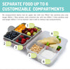 Melii 2 Tier Bento Lunch Box With 6 Compartments Includes Spoon & Fork - Pink, Purple & Grey