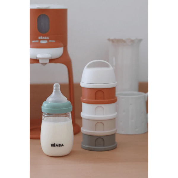 Beaba Stacked Formula Container, Airtight Multifunctional Storage Container, 4 Interchangeable Compartments, Microwave Safe - Terracotta