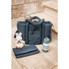 Beaba Paris Puffer Baby Diaper Bag with Large Capacity, Multi Pocket Organizer with Changing Pad, Insulated Bottle Pouch & Stroller Clips - Mineral Grey - Dezine Kids