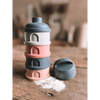 Beaba Stacked Formula Container, Airtight Multifunctional Storage Container, 4 Interchangeable Compartments, Microwave Safe - Pink/Mineral Grey