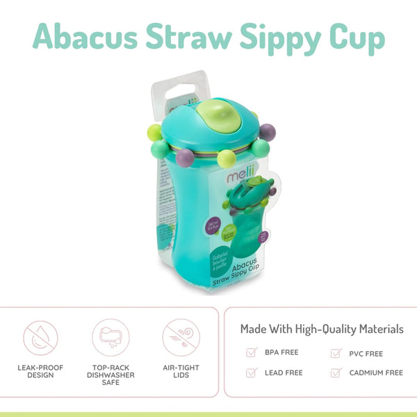 Melii Abacus Sippy Cup With Flip Top Doubles as a Toy, 340 ml - Blue
