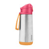 B.Box Insulated Sport Spout Drink Water Bottle 500 ml - Strawberry Shake Pink Orange