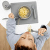 EzPz Happy Bowl 100% Food Grade Silicone Suction Bowl with Built In Placemat - Grey