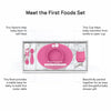 EzPz First Foods Set 100% Food Grade Silicone Baby & Toddler Suction Bowl with Built In Placemat - Pink