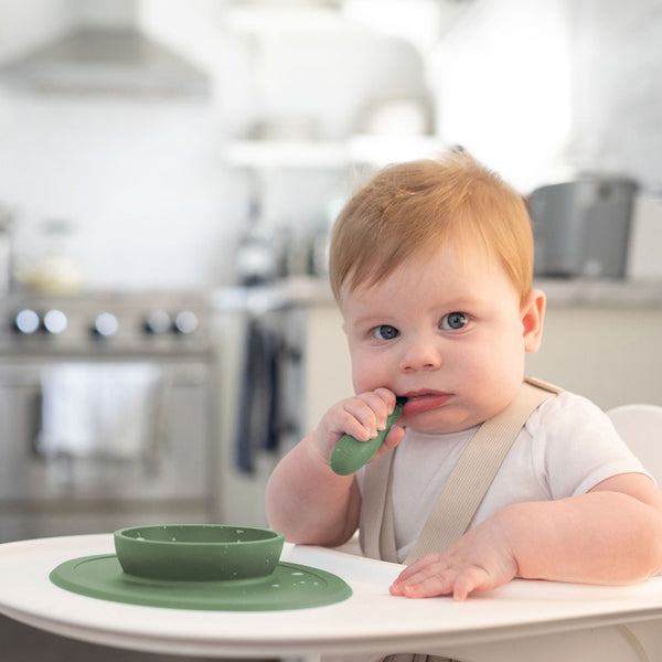 EzPz Tiny Bowl 100% Food Grade Silicone Suction Bowl Non Slip & Microwave Safe - Olive