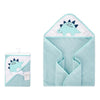 Hudson Baby Animal Face Cotton Hooded Towel, Size 30in x 30in - Turquoise Dinno