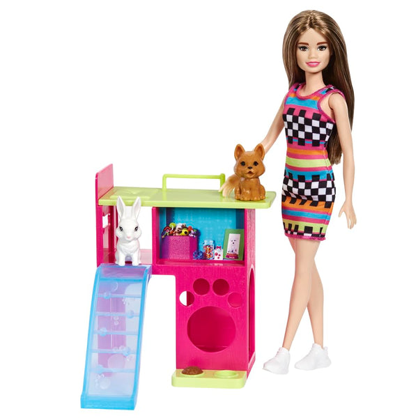 Barbie Doll and Pet Playhouse with 2 Pets Playset for Kids - Dezine Kids