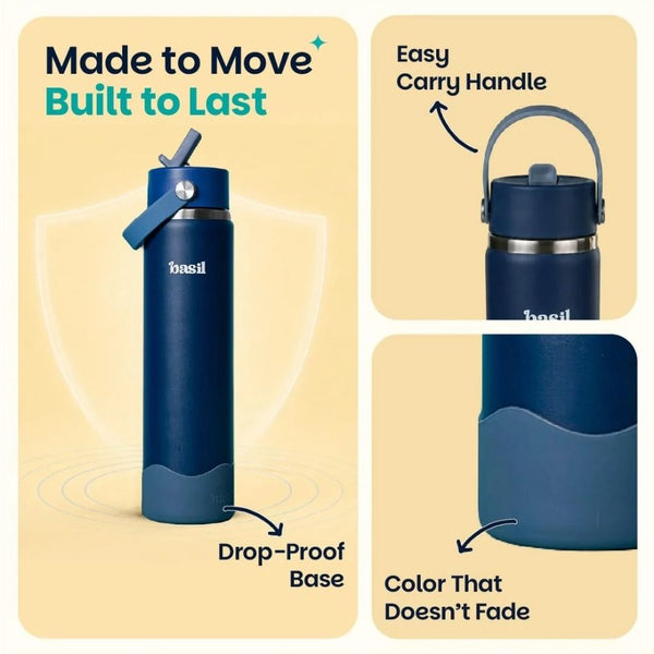 Basil Insulated Stainless steel Sipper with Carry Handle - Classic Navy