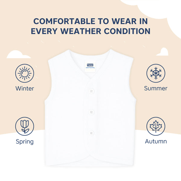 Hopop Front Open Sleeveless Cotton Vest for Babies - Dezine Kids