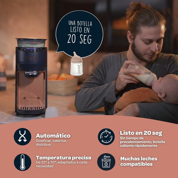 Beaba Milkeo Plus Automatic Baby Bottle Maker & Formula Dispenser with Smart Touchscreen, Multiple Temperature Settings - Night Blue - Dezine Kids