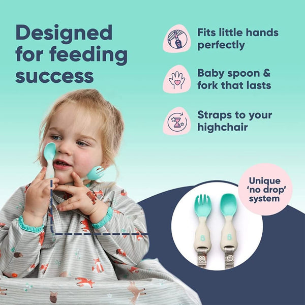Bibado Handi Cutlery Attachable Weaning Cutlery Set - Woodland Friends Grey