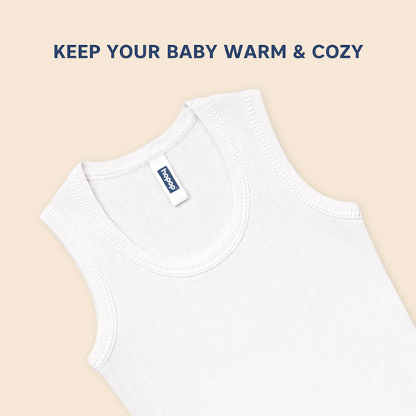 Hopop Baby 100% Cotton Soft & Warm Thermal Sleeveless Inner Vest with Round Neck Design