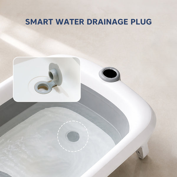Hopop Smart Foldable Baby Bathtub with Temperature Sensor & Drain Plug - Grey - Dezine Kids