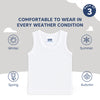 "Pack of 3 baby vests – round neck sleeveless design in breathable cotton"