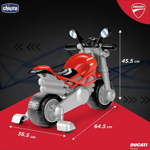 Chicco Toy Ducati Monster Ride On with Removable Side Wheels & Push Along Toy For 1.5 to 5 Years