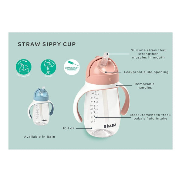 Beaba Straw Cup 300ml - Vintage Pink - Dezine Kids