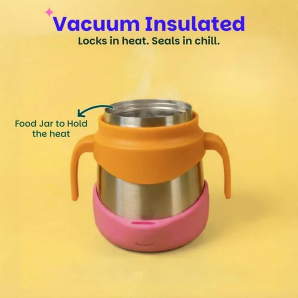 Basil Insulated Food Jar with Carry handle & Spork - Peach