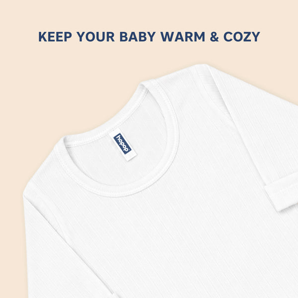 Hopop Baby 100% Cotton Soft & Warm Thermal Full Sleeves Inner Vest with Round Neck Design