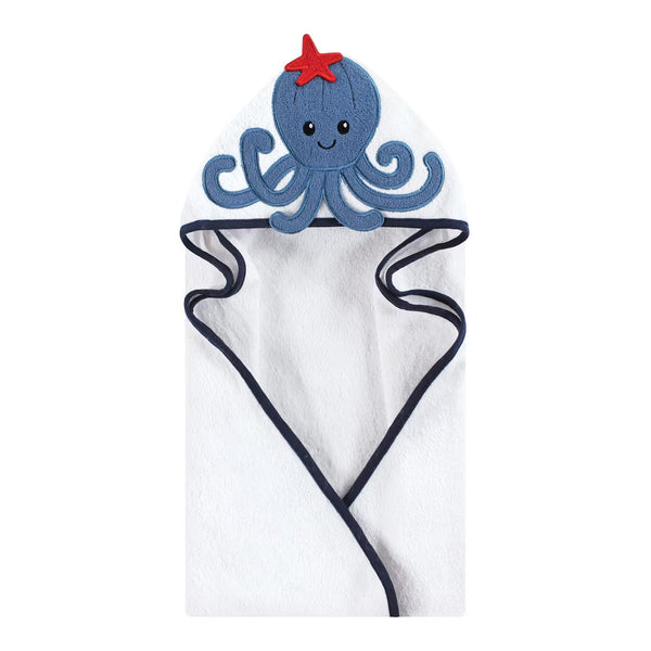 Hudson Baby Animal Face Cotton Hooded Towel, Size 30in x 30in - Octopus