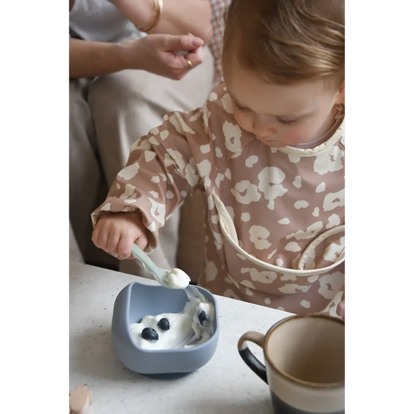 Beaba Silicone Suction Bowl, Non-Slip Baby Feeding Bowl, Ergonomic Design, Supple and Unbreakable Silicone BPA-Free - Pebble