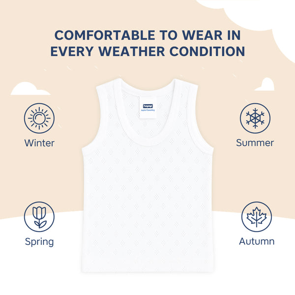 Hopop Baby 100% Soft & Stretchable Cotton Sleeveless Vest with Round Neck Design