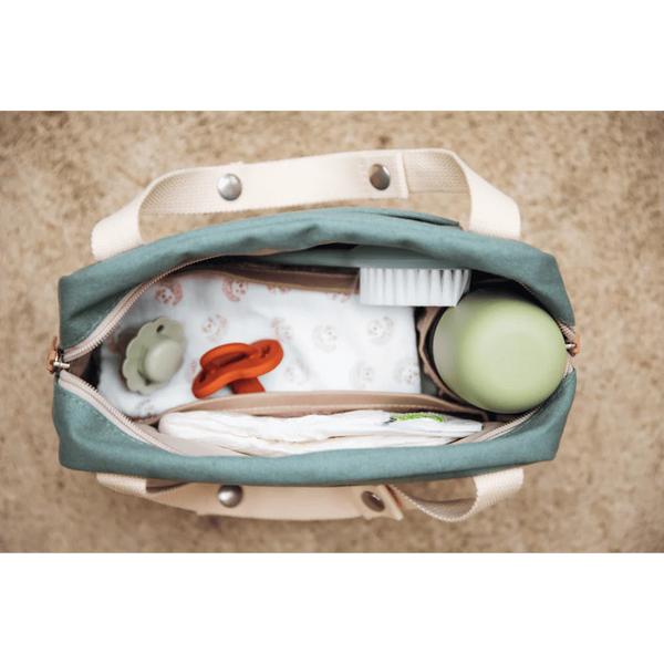 Beaba Mini Paris Baby Diaper Bag with 5L Capacity, Multi Pocket Organizer with Stroller Clips - Sage Green
